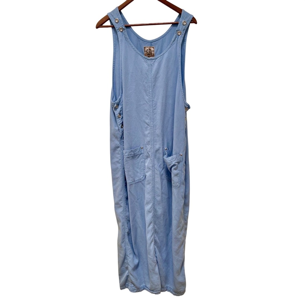 Vintage AMI Blue Tencel Lyocell Sleeveless Jumper Dress Button Side Womens Large